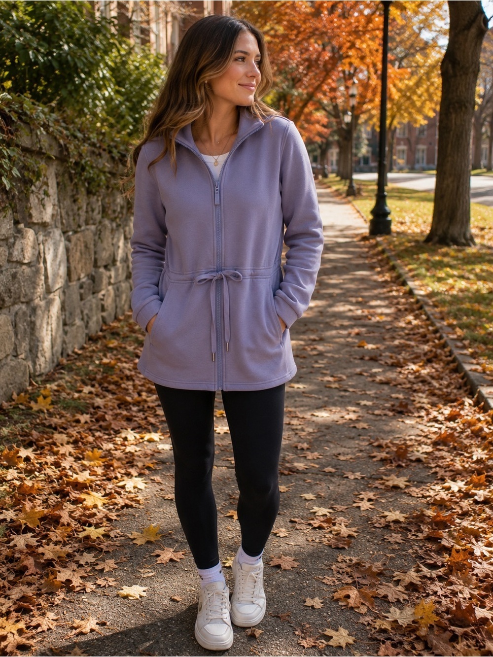 Oversized full zip cinched tie waist sweatshirt/jacket size small.